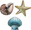 3 Pcs Metal Beach Wall Decor Sea Star Shell Conch Metal Decor Ocean Theme Marine Coastal Bathroom Decorations Rustic Valentine Nautical Wall Art for O