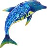Dolphin Wall Decor Outdoor Metal FIsh Sea Hanging Art Glass Sculptures Home Ocean Theme Decorations for Living Room, Bedroom, Yard