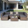 7-piece courtyard furniture set, outdoor segmented sofa set, garden set, gray