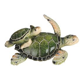 5"W Green Sea Turtle with Cub Figurine Home Decor Gift