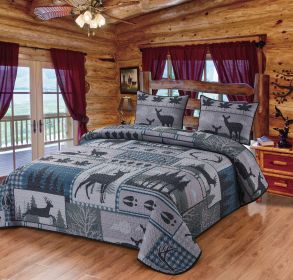 QUILT KING BLANKET WITH 2 KING PILLOW SHAMS DEER RUN 108"X90"