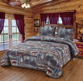 QUILT KING QUILT WITH 2 PILLOW SHAMS IT'S A WILDLIFE 108"X90"