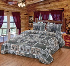 QUILT KING QUILT WITH 2 PILLOW SHAMS BEAR LODGE 108"X90"