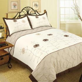 Blancho Bedding - [Graceful Flower Dance] Hand-Appliqued Quilt Set (Full/Queen Size)
