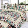 [Dianthe] Cotton 3PC Floral Vermicelli-Quilted Printed Quilt Set (Full/Queen Size)