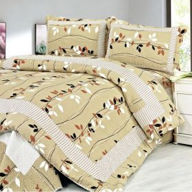 [Dancing Branch] Cotton 3PC Floral Vermicelli-Quilted Printed Quilt Set (Full/Queen Size)