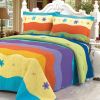 [Colorful Ocean] Cotton 3PC Vermicelli-Quilted Embroidered Printed Quilt Set (Full/Queen Size)