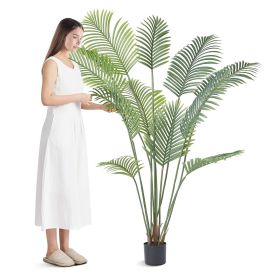 Artificial Palm Tree, 6 FT Tall Faux Plant, Secure PE Material & Anti-Tip Tilt Protection Low-Maintenance Plant