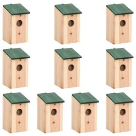 Bird House Set of 10 Wood Solid Firwood Small Hanging mounting