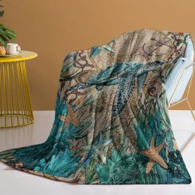 3D Sea Turtles Printed Flannel Throw Blanket Blanket Soft Plush Fleece Abstract Tortoise Blue Sea Animals Blanket Gifts for Turtle Lovers Couch B