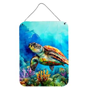 NEW Loggerhead Sea Turtle Wall or Door Hanging Prints Aluminum Metal Sign Kitchen Wall Bar Bathroom Plaque Home Decor Front Door Plaque, 12x16