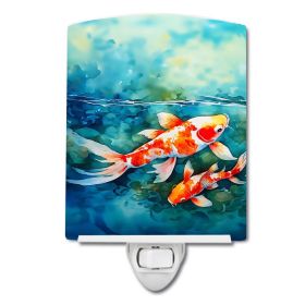 NEW Koi Fish Ceramic Night Light Compact, UL-Certified, Ideal for Bedroom, Bathroom, Nursery, Hallway, Kitchen, 6x4x3, Multicolor