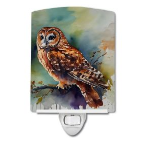 NEW Tawny Owl Ceramic Night Light Compact, UL-Certified, Ideal for Bedroom, Bathroom, Nursery, Hallway, Kitchen, 6x4x3, Multicolor