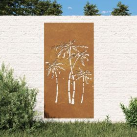 Patio Wall Decoration 41.3"x21.7" Corten Steel Palm Tree Design