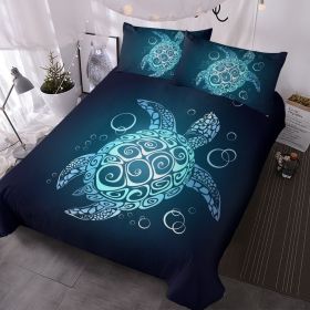 Turtle Queen Bedding Set for Boys Girls 3 Piece Beach Theme Duvet Cover Teal Turquoise Sea Turtle Comforter Cover Kids Teens Tortoise Bed Set (Queen)