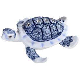 6"W Blue and White Sea Turtle Figurine Home Decor Gift
