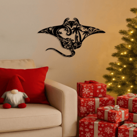 "Coastal Metal Wall Art - Nautical Beach Decor for Living Room, Bedroom, Bathroom | Modern Ocean-Themed Wall Hanging with Surfboard, Waves