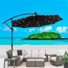 10 ft Outdoor Patio Umbrella Solar Powered LED Lighted Sun Shade Market Waterproof 8 Ribs Umbrella with Crank and Cross Base for Garden Deck Backyard