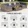 7-piece courtyard furniture set, outdoor segmented sofa set, garden set, gray