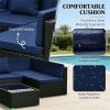 7-piece courtyard furniture set, outdoor segmented sofa set, garden set, dark blue