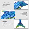 Dolphin Wall Decor Outdoor Metal FIsh Sea Hanging Art Glass Sculptures Home Ocean Theme Decorations for Living Room, Bedroom, Yard