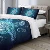 Turtle Queen Bedding Set for Boys Girls 3 Piece Beach Theme Duvet Cover Teal Turquoise Sea Turtle Comforter Cover Kids Teens Tortoise Bed Set (Queen)