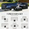7-piece courtyard furniture set, outdoor segmented sofa set, garden set, dark blue