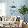 Summer Beach Wooden Wall Decor Farmhouse Coastal Bathroom Wall Art Room Decor Blue Nautical Wooden Hanging Sign Decorations for Bedroom Bathroom Offic