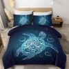 Turtle Queen Bedding Set for Boys Girls 3 Piece Beach Theme Duvet Cover Teal Turquoise Sea Turtle Comforter Cover Kids Teens Tortoise Bed Set (Queen)