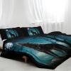 Vintage Wolf Duvet Cover Set Green Sunset Retro Wolf Comforter for Teen Boys Wolf Galaxy Star Forest Bedding Set