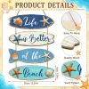 Summer Beach Wooden Wall Decor Farmhouse Coastal Bathroom Wall Art Room Decor Blue Nautical Wooden Hanging Sign Decorations for Bedroom Bathroom Offic