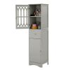 Tall Bathroom Cabinet;  Freestanding Storage Cabinet with Drawer and Doors;  MDF Board;  Acrylic Door;  Adjustable Shelf