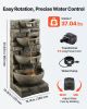 VEVOR Outdoor Water Fountain, 35.63 in Height Fountain and Waterfall, 4-Tier Floor Standing Cascading Fountains with LED Light and Pump