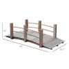 5 ft Wooden Garden Bridge Arc Footbridge with Railings for your Backyard, Natural Wood