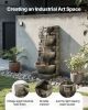 VEVOR Outdoor Water Fountain, 35.63 in Height Fountain and Waterfall, 4-Tier Floor Standing Cascading Fountains with LED Light and Pump