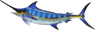 Metal Blue Marlin Wall Decor Indoor Metal Fish Wall Art Large Fish Wall Hanging Decorations Ocean Theme Outdoor Wall Decor for Patio,Garden