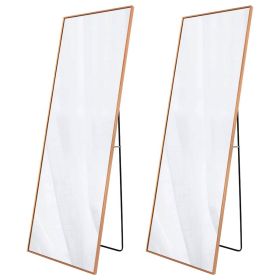 Set of 2 - Gold 65-inch Full Length Freestanding Floor Mirror with Stand