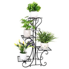 Elegant Black Metal 4-Shelf Plant Stand