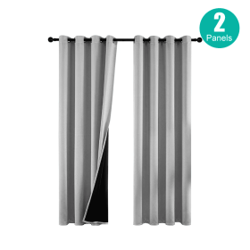 Polyester Grommets Thermal Insulated With Coated Lining 52 In.W63 In. L Indoor Blackout Curtains 3 Colors Available,Set Of 2 (Option: Gray)