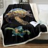 Sea Turtle Blanket Coastal Throw Cozy Beach and Nautical Sea Turtles Decor Blankets Turtle Gifts for Kids and Adults