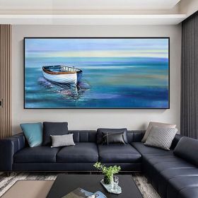 Handmade Oil Painting On Canvas Wall Art Decoration Modern Abstract Boat Landscape Picture  Living Room hallway bedroom luxurious decorative pain (size: 100x150cm)