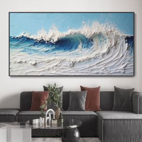 Ocean Hand Painted Texture Oil Painting Abstract Blue Sea Home Decor Art Fashion Wall Decor Painting Impressionist Art Living Room Decor Art (Style: 01, size: 60x120cm)