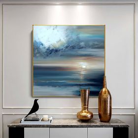 Handmade Oil Painting Abstract Ocean Oil Painting On Canvas Large Wall Art Original Sunset Seascape Painting Modern Living Room Home Decor (Style: 01, size: 90x90cm)