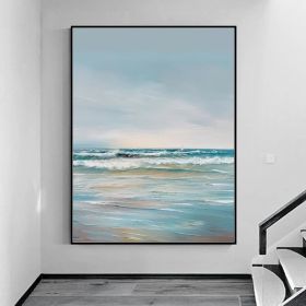 Large Ocean Seascape Oil Painting On Canvas Original Sea Art Sea Landscape Painting Sea Level Abstract Oil Painting Living room Wall Decor (Style: 01, size: 70x100cm)