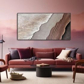Earth Tone Waves Art 3D Minimalist Ocean Painting on Canvas Textured Wall Art Wabi-Sabi Wall Art Living Room Painting Fashion Room Decor (Style: 01, size: 100x200cm)