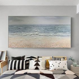 Abstract Beach Oil Painting On Canvas Original Sea Painting Large Wall Art Ocean Wall Art Custom Painting Living room Decor Beach Decor (Style: 01, size: 40x80cm)