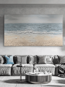 Abstract Beach Oil Painting On Canvas Original Sea Painting Large Wall Art Ocean Wall Art Custom Painting Living room Decor Beach Decor (Style: 01, size: 120x240cm)