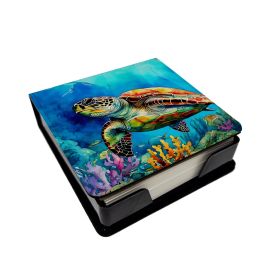 Loggerhead Sea Turtle PU Leather Note Paper Holder with Artist-Designed Cover, Desk Accessory, Office Gift (Default: Default)