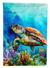 Loggerhead Sea Turtle House Flag Large Porch Sleeve Pole Decorative Outside Yard Banner Artwork Wall Hanging, Polyester, House Size, Multicolor (Default: Default)
