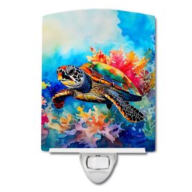 NEW Loggerhead Sea Turtle Ceramic Night Light Compact, UL-Certified, Ideal for Bedroom, Bathroom, Nursery, Hallway, Kitchen, 6x4x3, Multicolor (Default: Default)